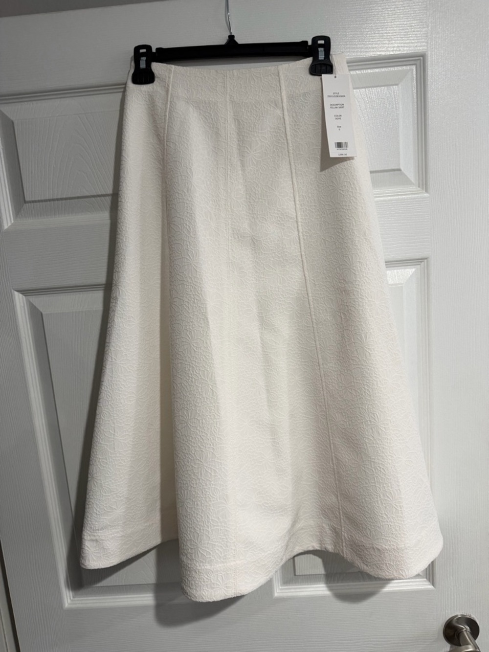Veronica Beard Cream Textured A-Line Skirt